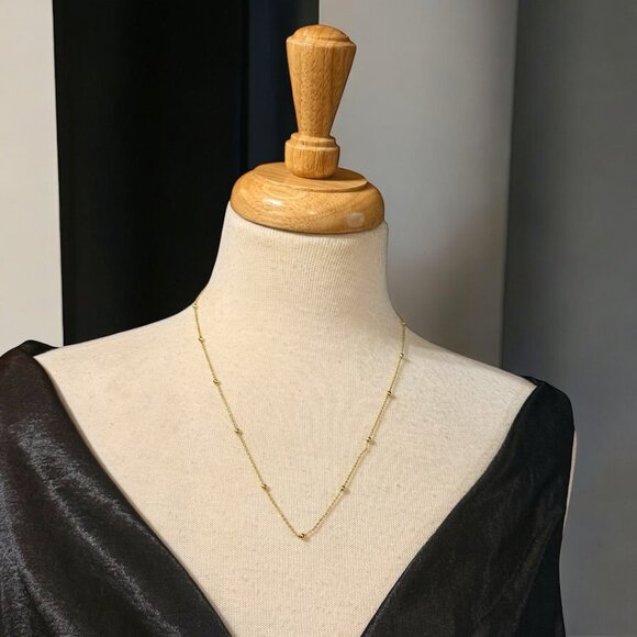 Frumos 22” Gold Plated Station Chain Necklace Vintage - Picture 1 of 5